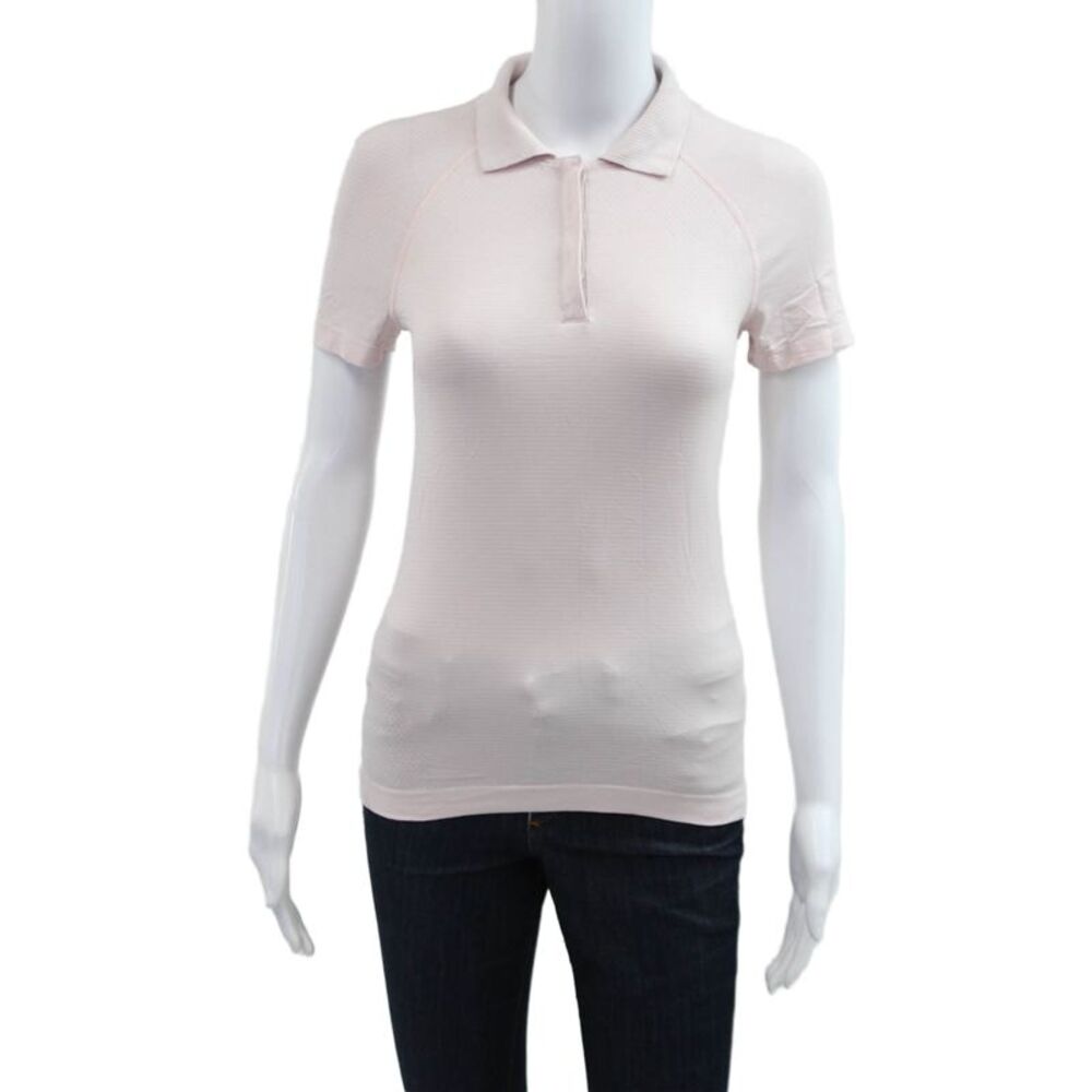 Lululemon Womens Striped Collar Short Sleeve Polo Shirt Pink Size 4